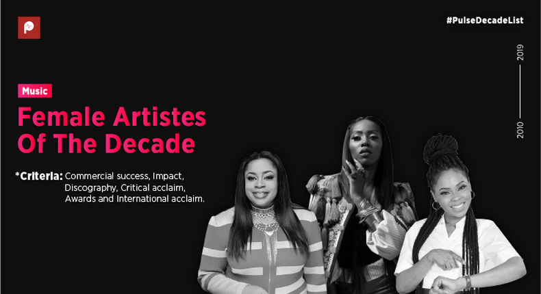 Top 10 Nigerian female artistes of the decade (The 2010s). (Pulse Nigeriai)