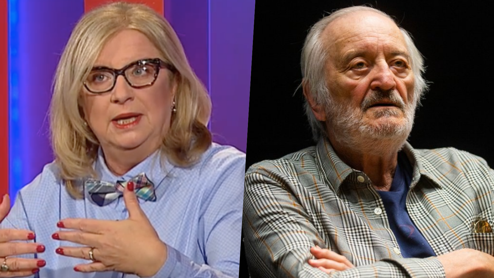 Slovenská moderátorka Elena Vacvalová a humorista Milan Lasica.