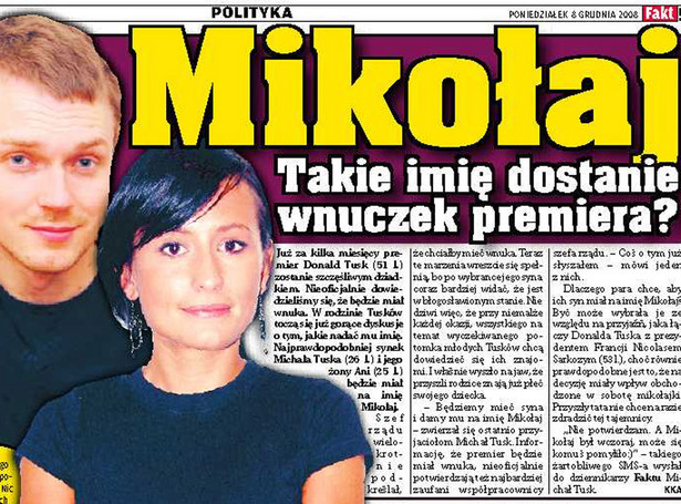 Wnuk premiera będzie miał na imię Mikołaj?