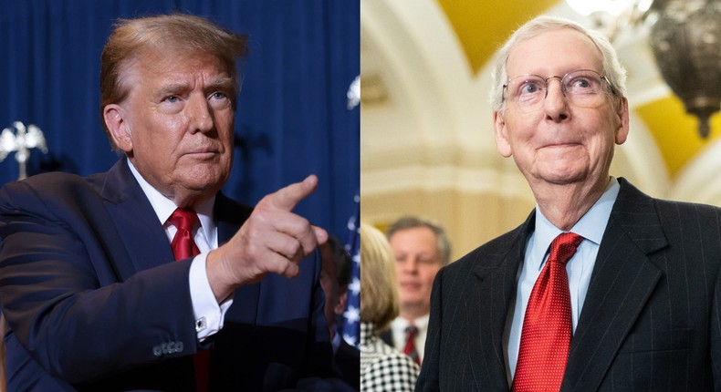 Former President Donald Trump and Senate Minority Leader Mitch McConnell.Win McNamee/Getty Images; Bill Clark/CQ-Roll Call via Getty Images