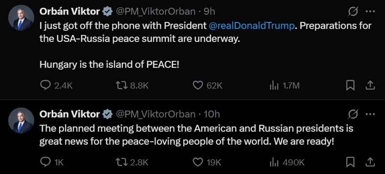 Orban o szczycie Trump-Putin