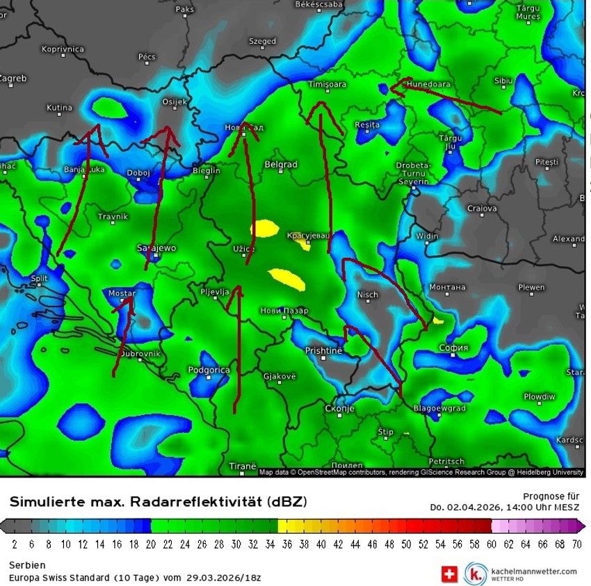 Padavine u četvrtak uveče