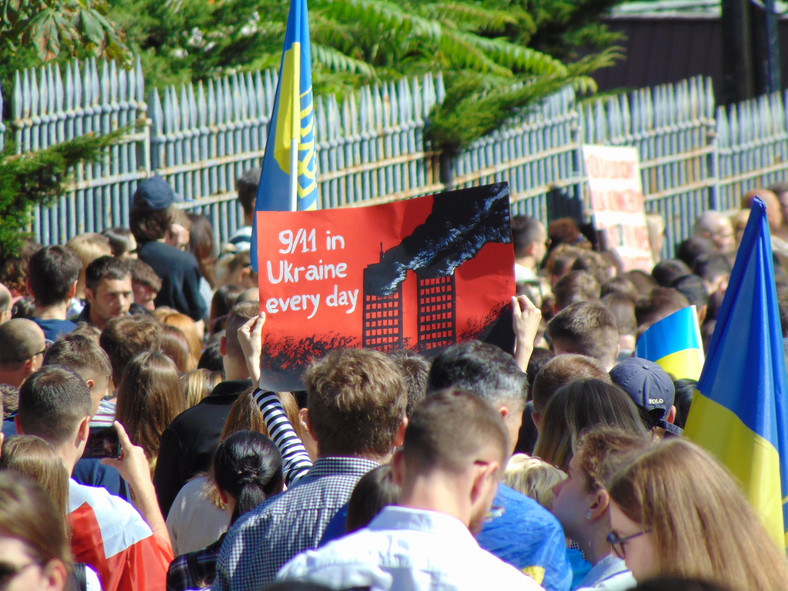 Protest pod ambasadą Rosji