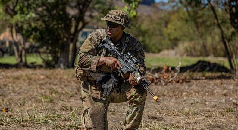 U.S. Army Soldiers assigned to 3rd Infantry Brigade Combat Team, 25th Infantry Division, set conditions to start operations at Dillingham Army Airfield, Hawaii, Oct 27, 2023.U.S. Army photo by Spc. Evangelos Wilson/ 3rd Infantry Brigade Combat Team