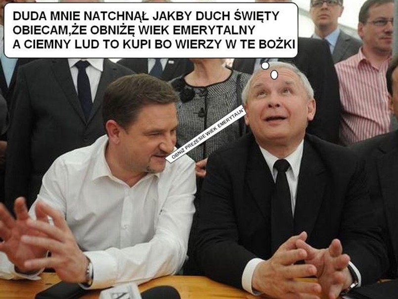 Jarosław Kaczyński natchniony przez Piotra Dudę.CZYTAJ WIĘCEJ>>> Duda po spotkaniu z Kaczyńskim: Jeśli PiS wygra, to obniży wiek emerytalny