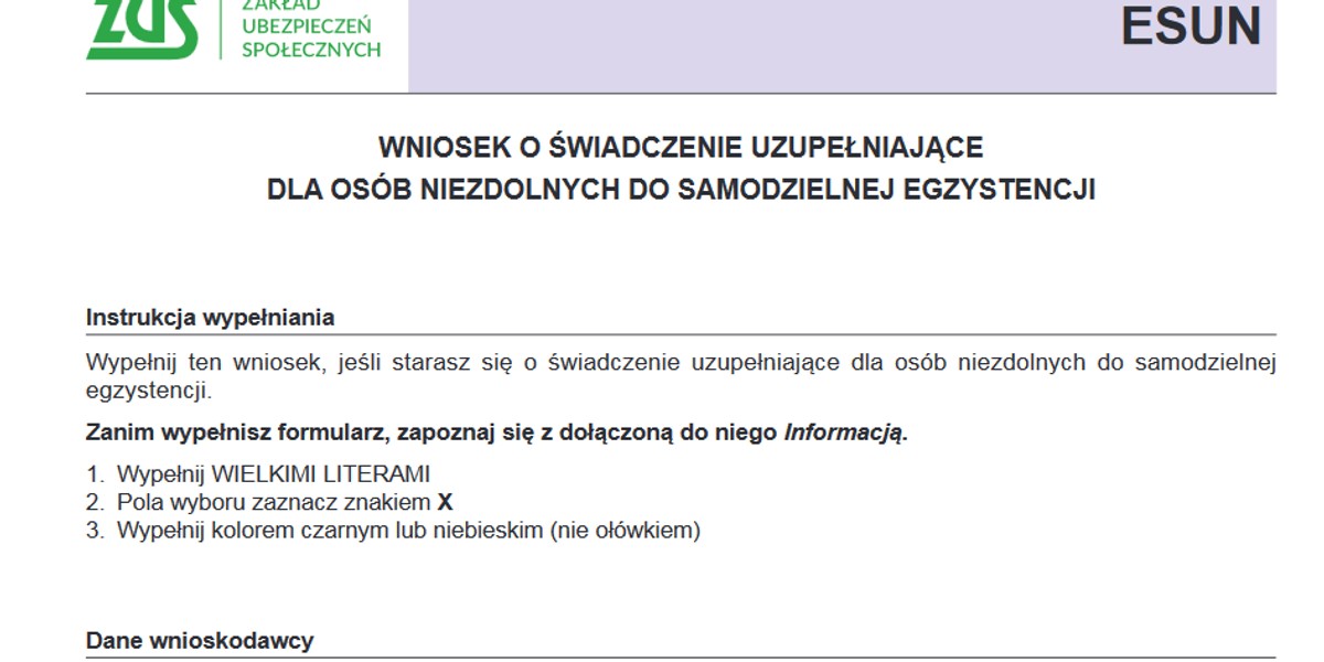 ZUS udostępnił formularz wniosku o tzw. 500 plus dla osób niesamodzielnych.Będą one rozpatrywane od 1 października.