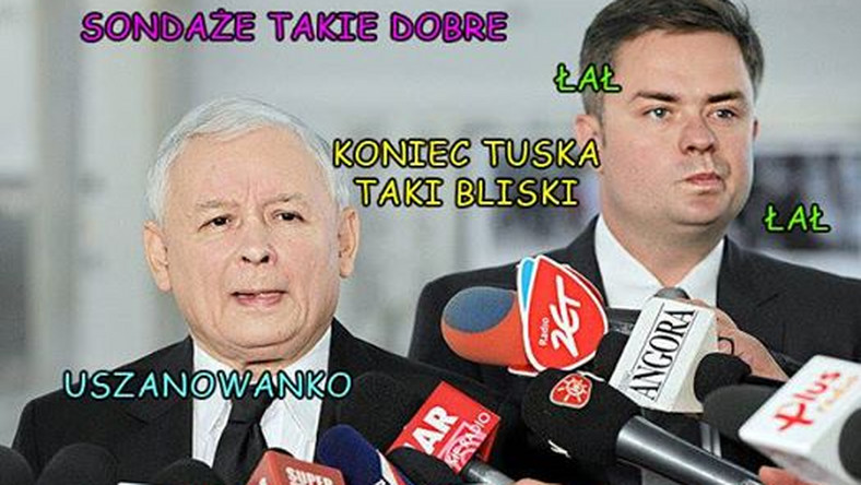 Prezes Kaczyński ma dobry humor, wszak sondaże są dla niego bardzo optymistyczne.