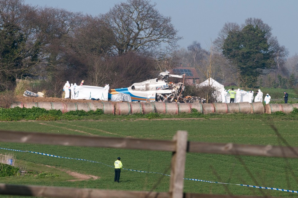 BRITAIN ACCIDENTS HELICOPTER CRASH (Helicopter crash in Gillingham, Britain)