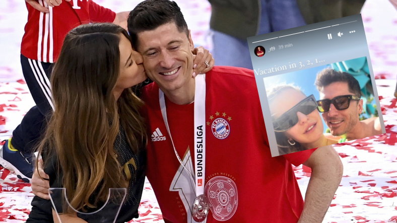 Robert Lewandowski z żoną Anną