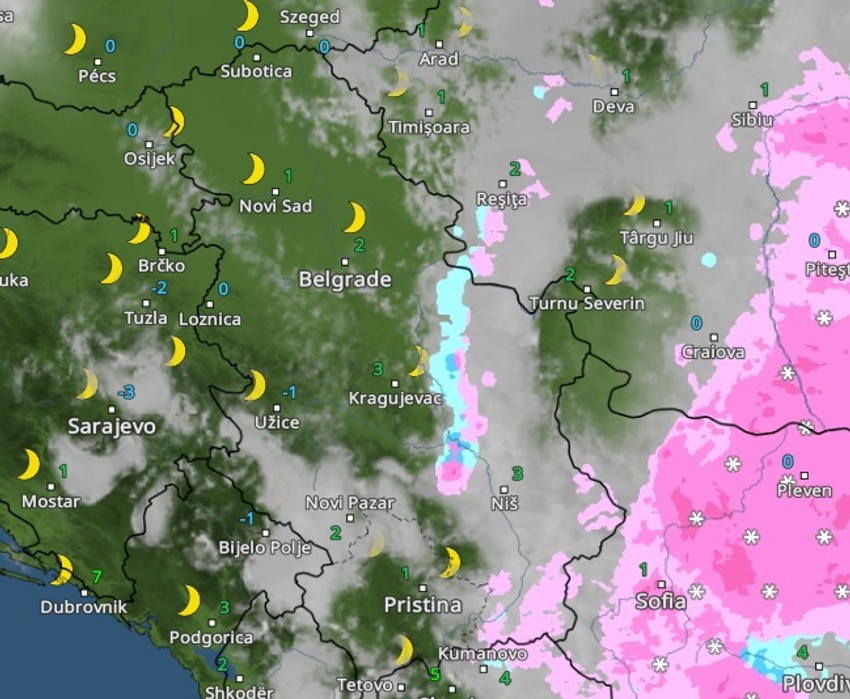 sneg u sredu u ponoć