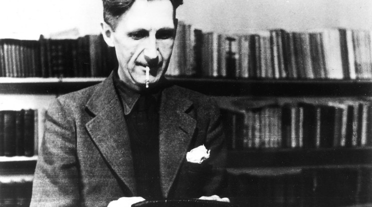George Orwell (25.06.1903. 06. 25. - 1950. 01. 21.) szatirikus író az írógépénél, egyik legjelentősebb műve az 1984 / Fotó: Getty Images
