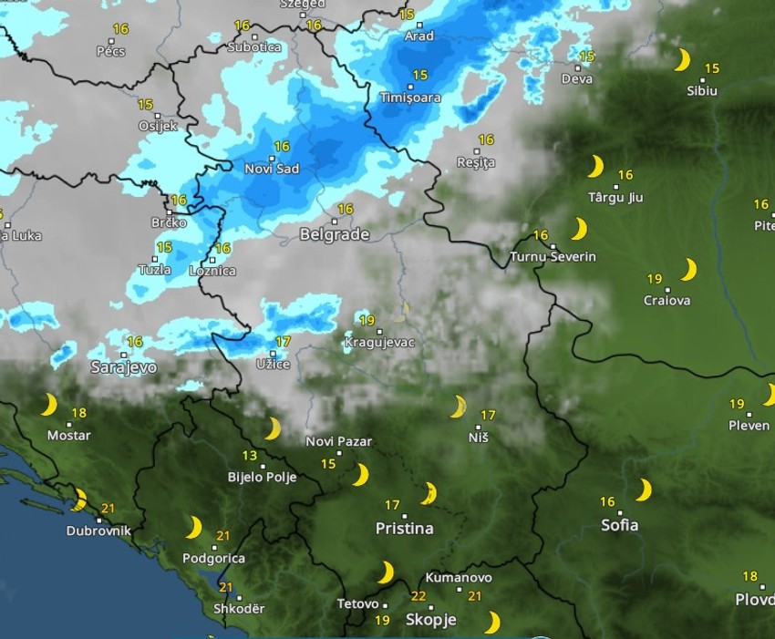 Nevreme u ponoć zahvata skoro celu Vojvodinu