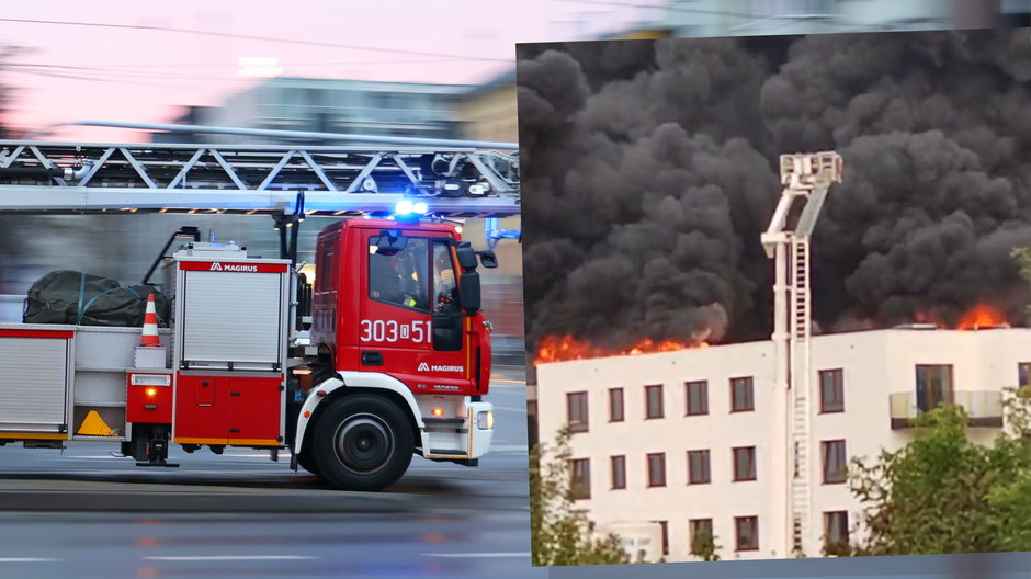 Pożar na osiedlu Wilno na Targówku w Warszawie