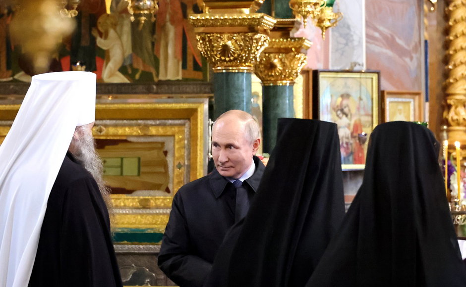 Władimir Putin z prawosławnymi duchownymi