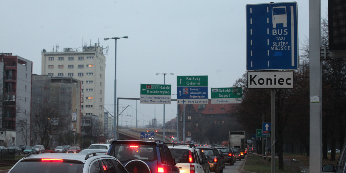 Korkuje się buspas w centrum Gdańska 