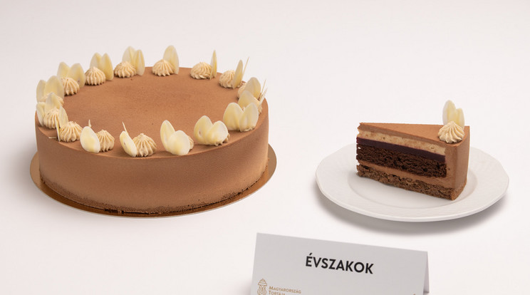 A budapesti Major Cukrászda Évszakok elnevezésű tortája az egyik döntős. / Fotó: Magyarország Tortája 2022