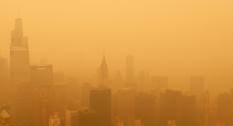 Poor air quality in New York City on June 7, 2023.Gary Hershorn/Getty Images