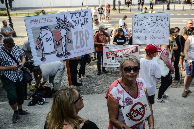 Manifestacja frankowiczów przeszła spod Belwederu pod Sejm