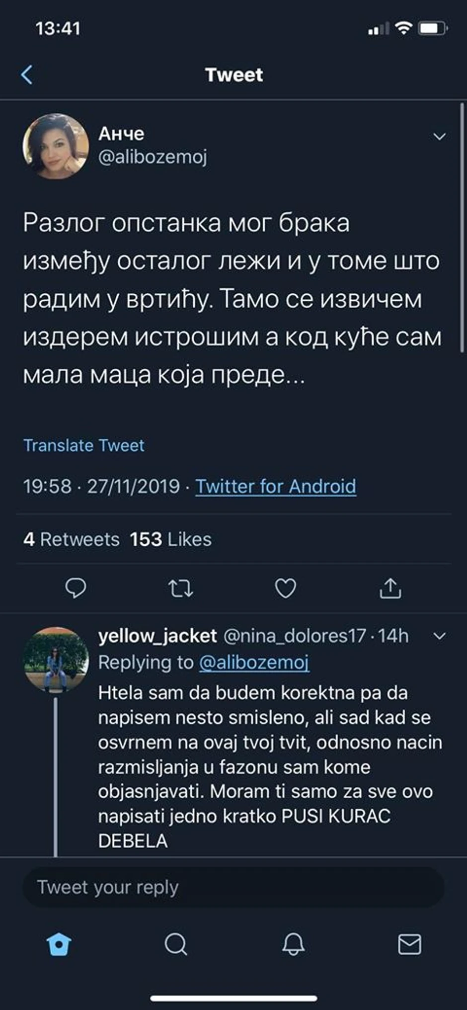 Originalni post koji je kasnije obrisan