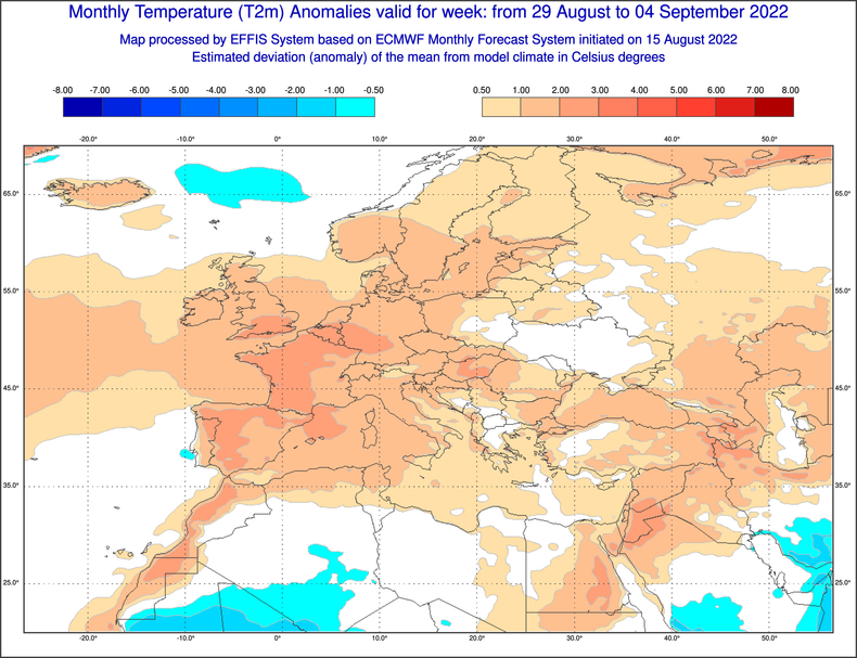 Prognoza odchylenia temperatury od średniej w tygodniu 29.08-4.09