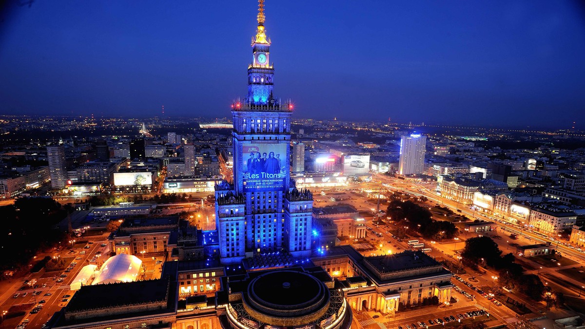 warszawa noc panorama