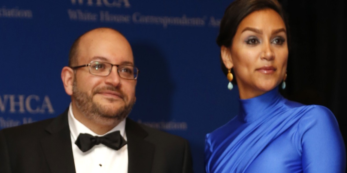 Journalist Jason Rezaian and wife, Yeganeh Salehi, arrive on the red carpet for the annual White House Correspondents Association Dinner in Washington, U.S., April 30, 2016.