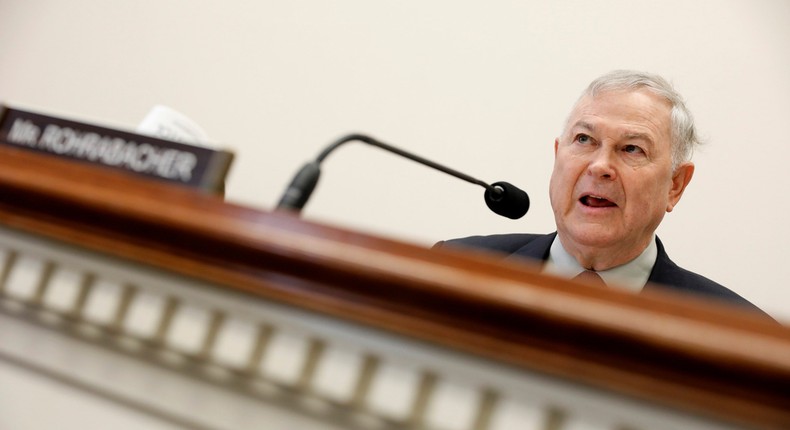 Rep. Dana Rohrabacher (R-CA) speaks during a House Foreign Affairs Europe, Eurasia and Emerging Threats Subcommittee hearing.