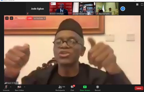 Screenshot as El-Rufai speaks to honour Aregbesola at 63 