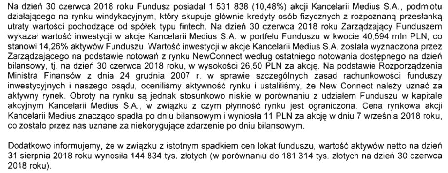 Trigon TFI informuje o ryzyku w informacji dodatkowej, dołączonej do raportu półrocznego