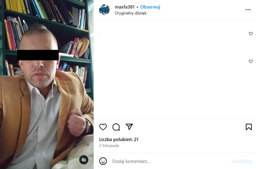 O tym, że do próbujących zatrzymać go policjantów otworzy ogień, Maksymilian F. informował 2 listopada na swoim profilu w serwisie Instagram.