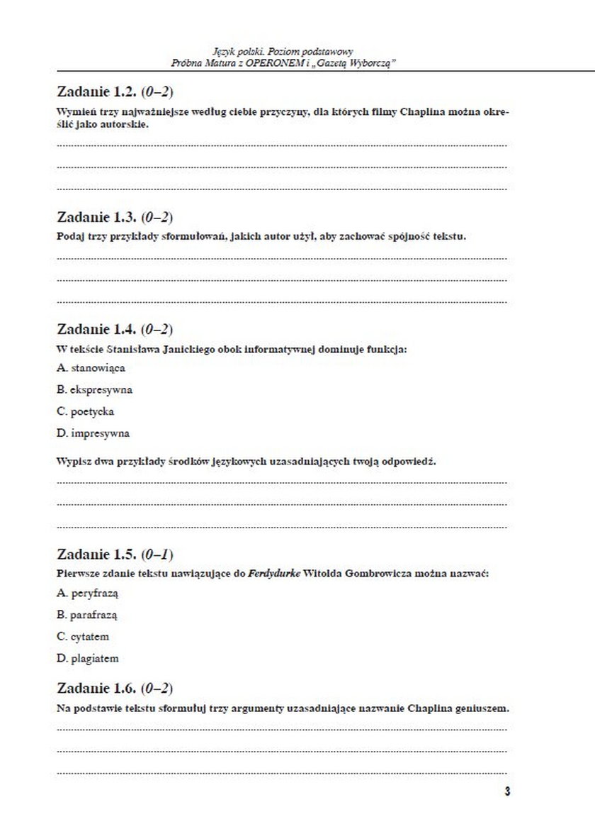 Matura próbna Operon 2015 j.polski poziom podstawowy