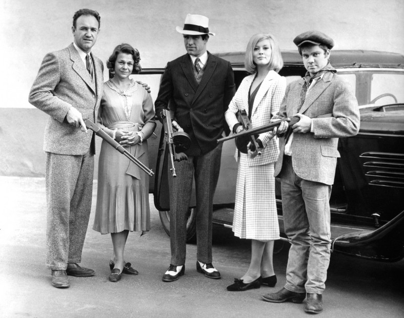 Na planie "Bonnie i Clyde": Gene Hackman, Estelle Parsons, Warren Beatty, Faye Dunaway i Michael J Pollard