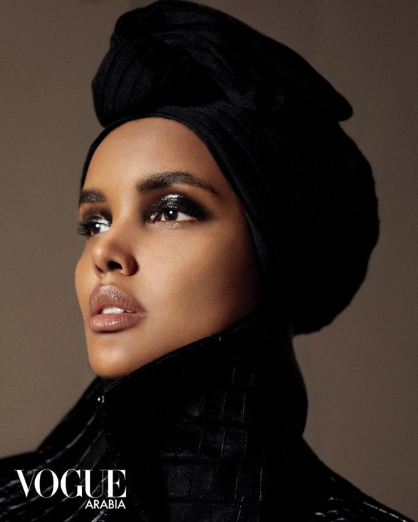 Coat, Miu Miu; Turban, Donia Allegue Photographed by Txema Yeste for Vogue Arabia April 2019 [Credit: Vogue Arabia] 