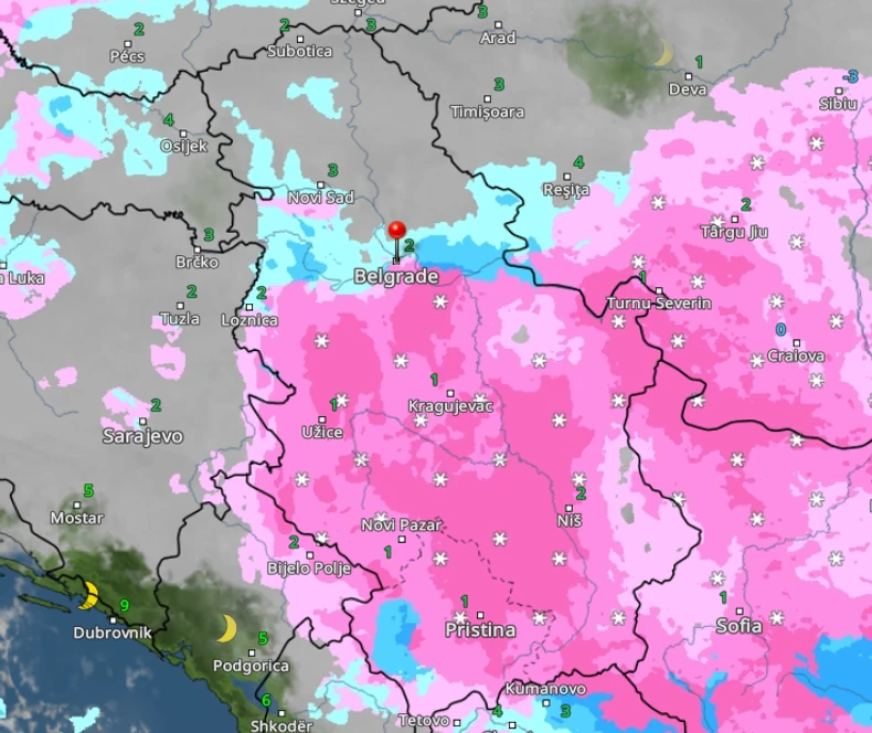 Kretanje padavina u Srbiji u 7 časova 