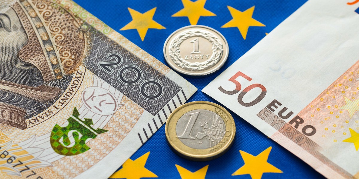 Banknoty i monety z Polski i ze strefy euro