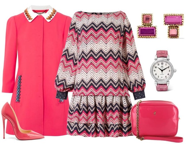 Różowe ubrania na wiosnę 2018: Sukienka-Midori Feminine Fashion/midori.pl, torebka-Menbur/menbur.pl, płaszcz, buty, dodatki -TK Maxx