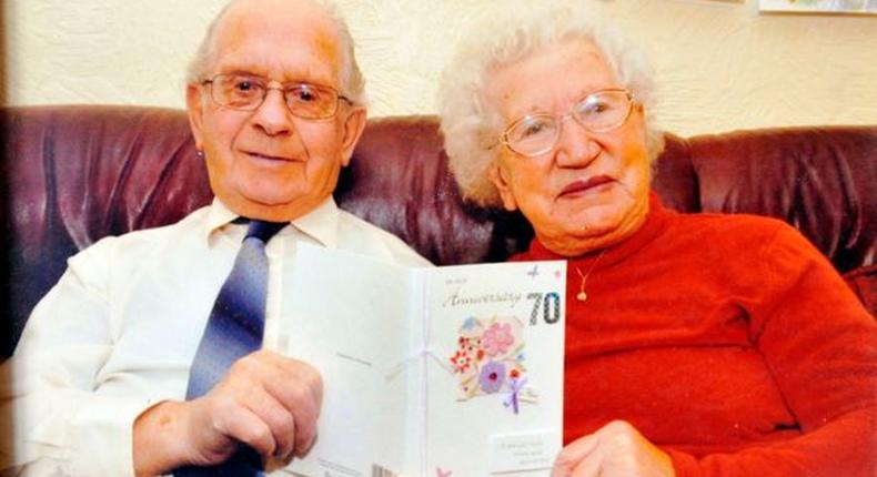 Miles and Phyllis Higgin celebrating their 70th anniversary