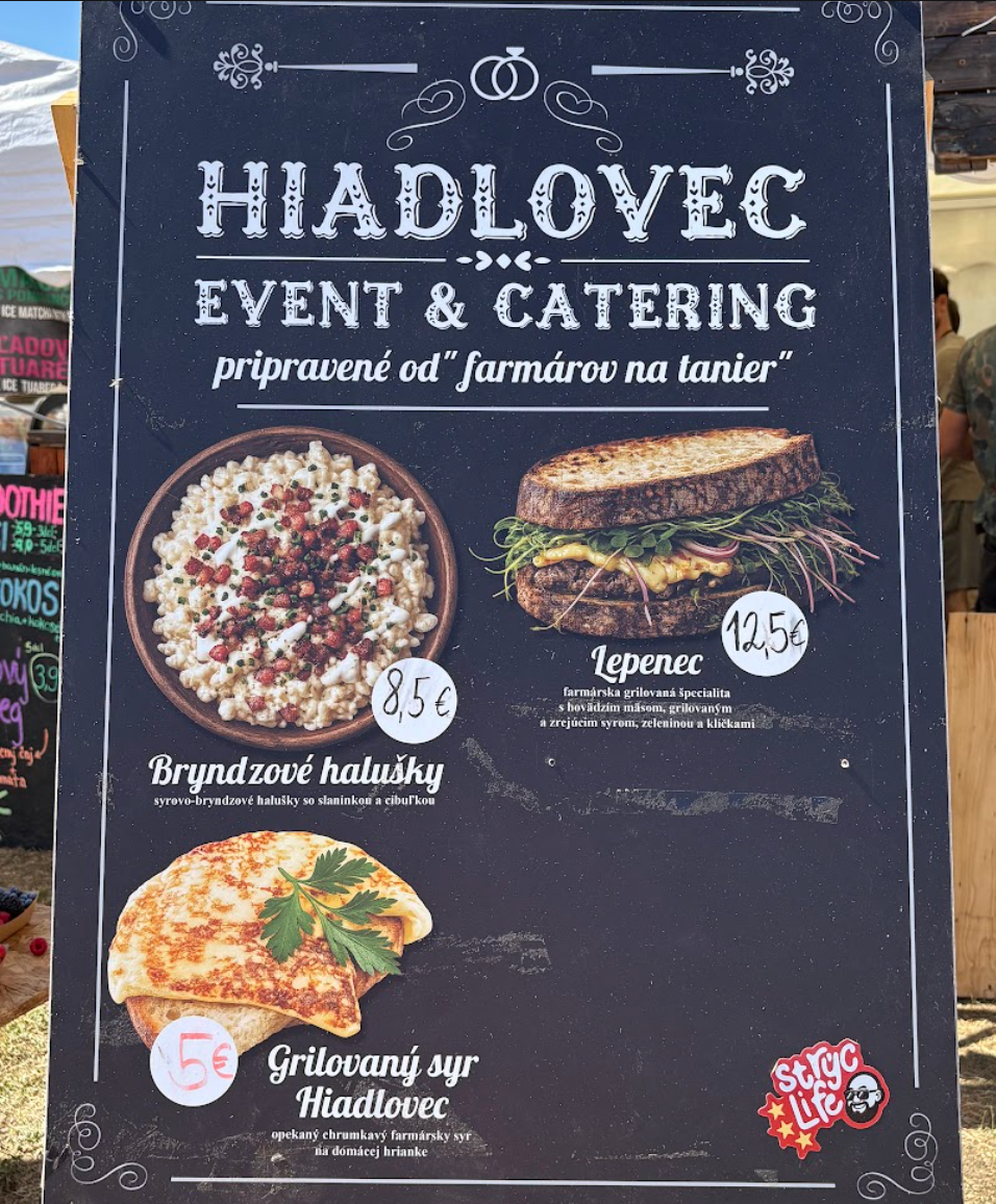 Ponuka jedál na festivale Grape 2026. 