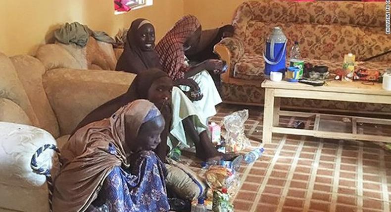 Some of the 21 released Chibok girls in Banki, Borno State on October 13.