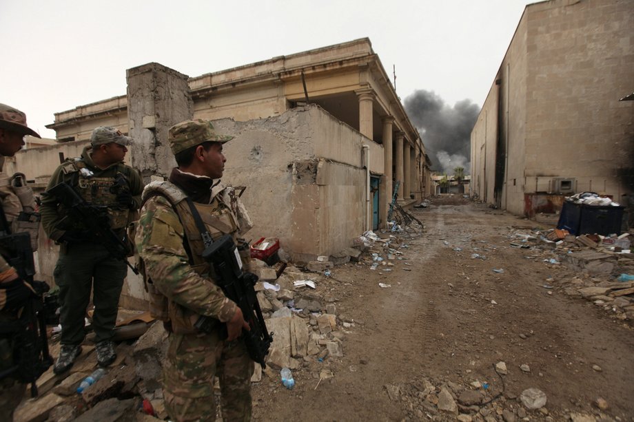 Members of Iraqi rapid-response forces during clashes with ISIS militants in Mosul, Iraq, March 13, 2017.