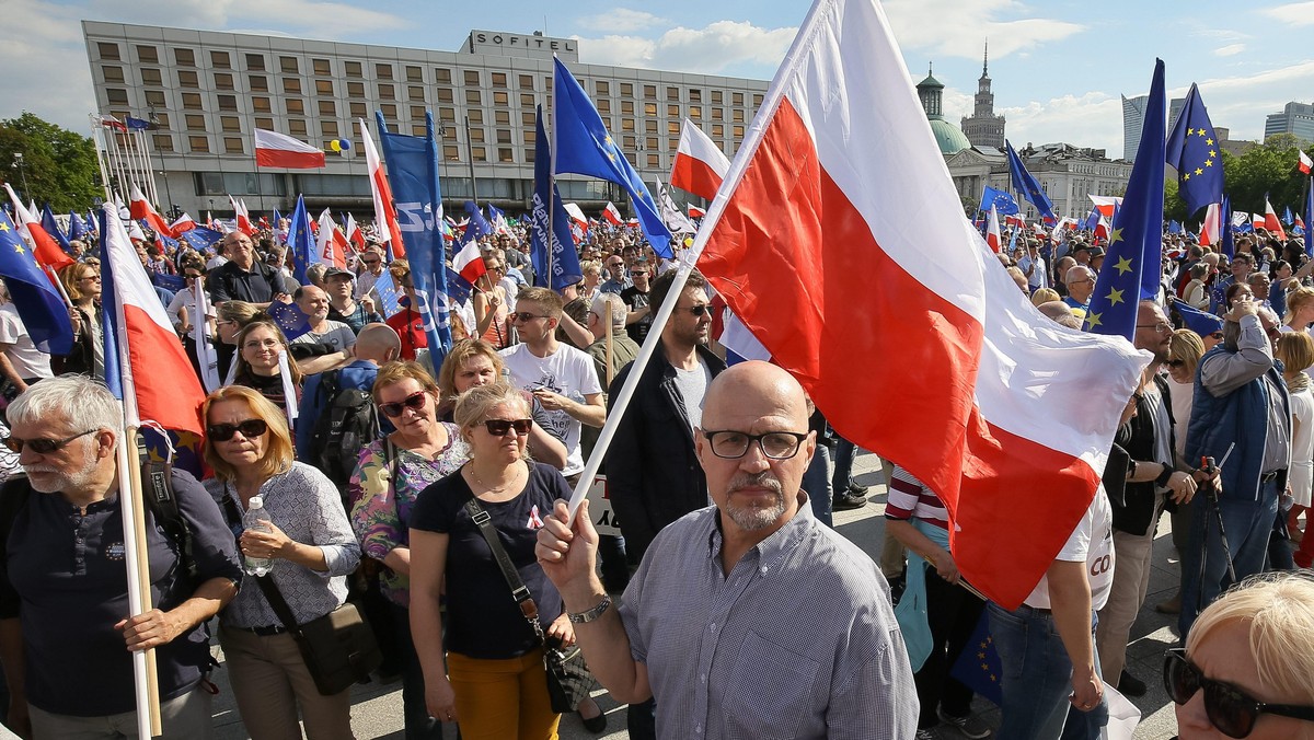 uczestnicy marszu KOD