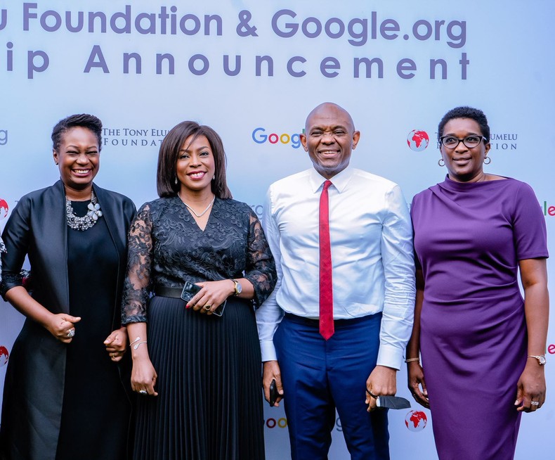 Ifeanyiwa Ugochukwu, CEO, Fundación Tony Elumelu, Juliet Ehimoan, Directora, África Occidental, GoogleTony Elumelu, Fundador, Fundación Tony Elumelu, Ochuko Angela Ege, Estratega de Asociaciones, UNICEF