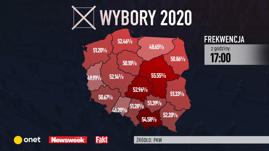 Wybory 2020. Frekwencja do godz 17