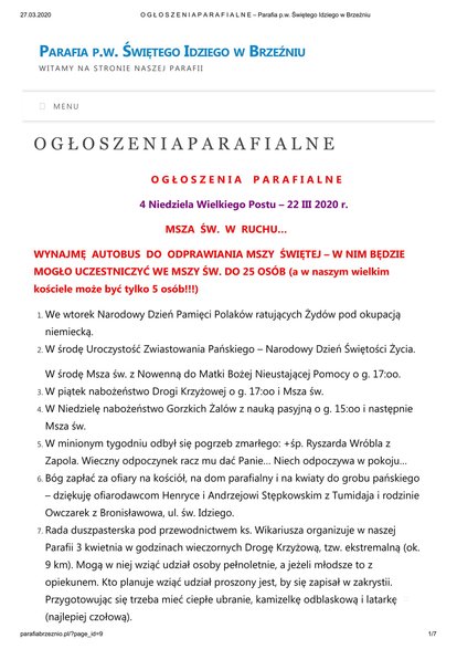 Ogłoszenie Parafialne