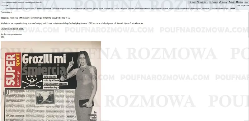 Portal poufnarozmowa.com zamieścił screeny rzekomych maili rządowych