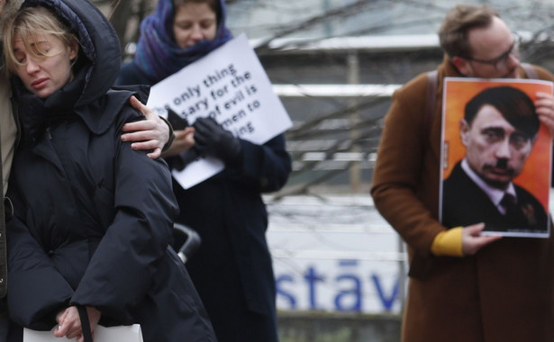 Protest na Łotwie w związku z wkroczeniem wojsk rosyjskich na Ukrainę