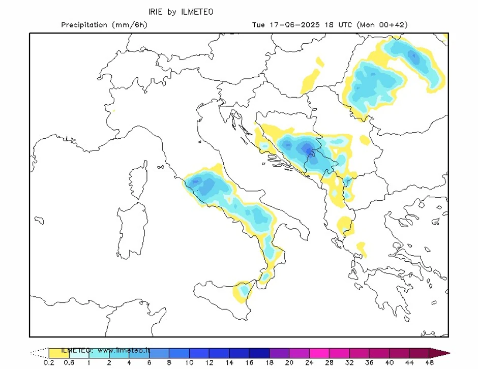 Mapa kiše u utorak, 17. juna