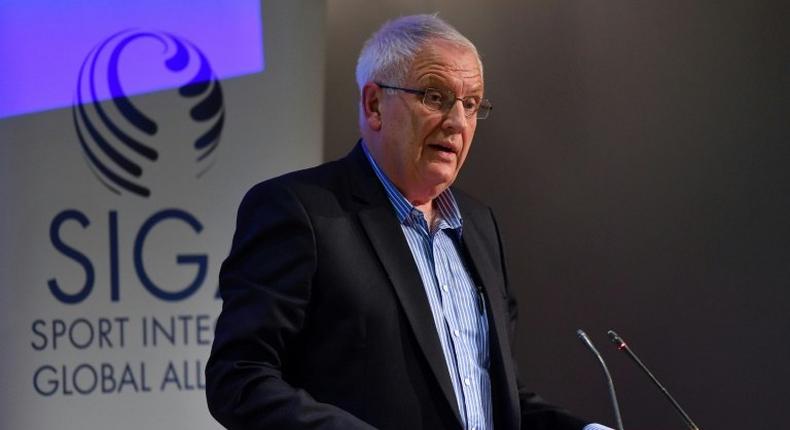 President of the European Athletic Association, Svein Arne Hansen delivers a keynote speech during a Sport Integrity Global Alliance (SIGA) conference in the city of London on January 30, 2017