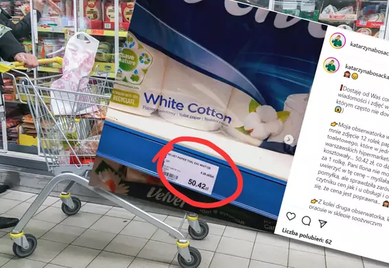 Warszawski hipermarket sprzedaje papier toaletowy za 50 zł. Katarzyna Bosacka pokazała "paragon grozy"