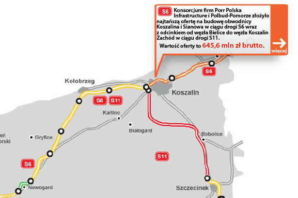 20 km za 645 mln zł. GDDKiA wybrała najtańszą ofertę na obwodnicę Koszalina i Sianowa [MAPA]